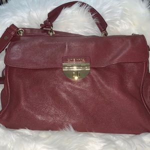 Italian Leather Cromia Burgundy Satchel Handbag